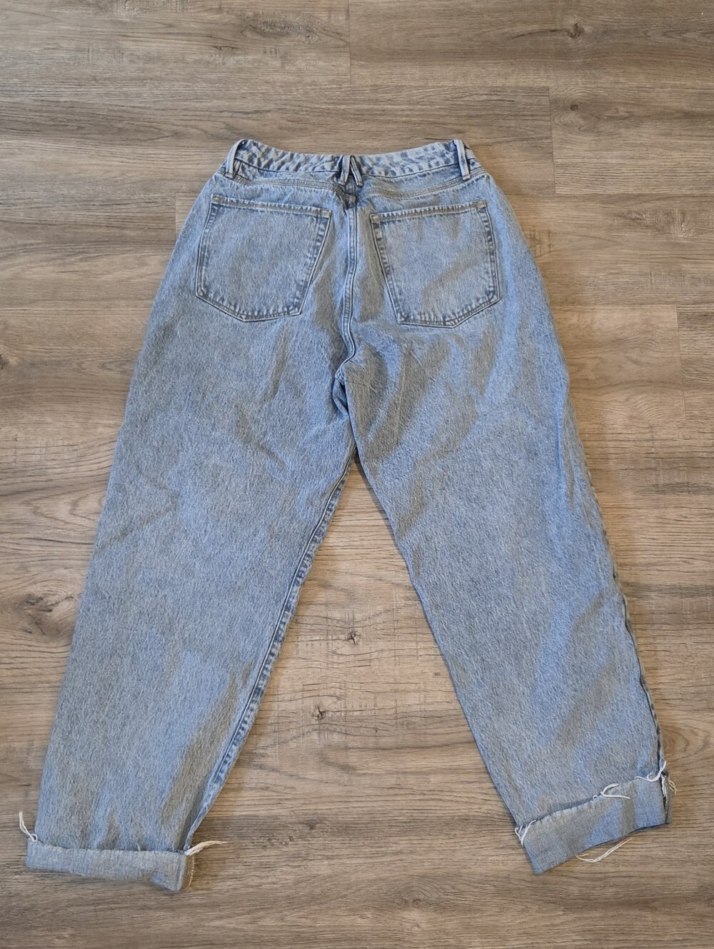 Good American Good 90's Loose Jeans High Rise Baggy Raw Hem Eco Cotton, 10/30 - Picture 3 of 15
